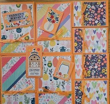 Sewn Premade Scrapbook Page/Sewn Mat Set - 12 pieces: Farmer's Market
