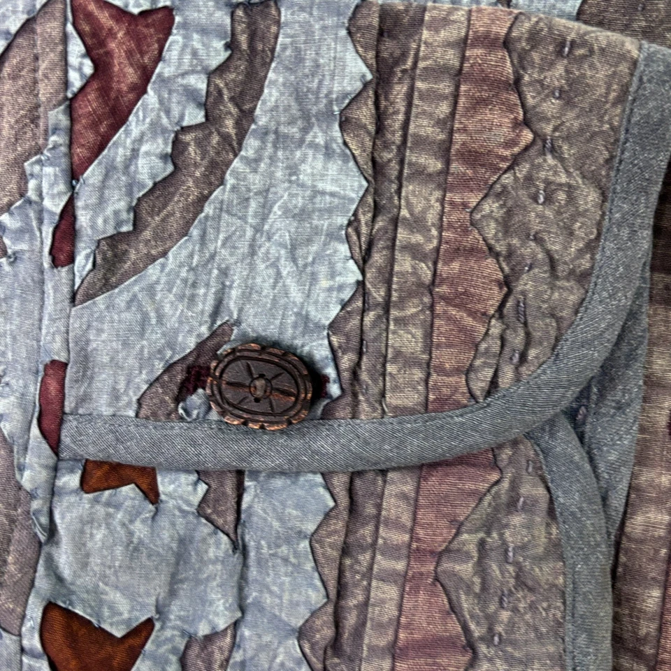 Cárdigan Chaqueta Acolchada The Territory Ahead 1X Talla Grande Gris Azul Boho Tribal Foto 4 de 4