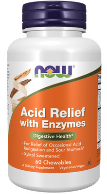 NOW Foods Acid Relief with Enzymes 60 Chewables
