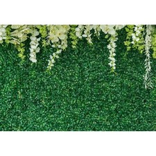 Greenery Backdrop with Flower Photography Spring Green Leaf Grass Wall White ...