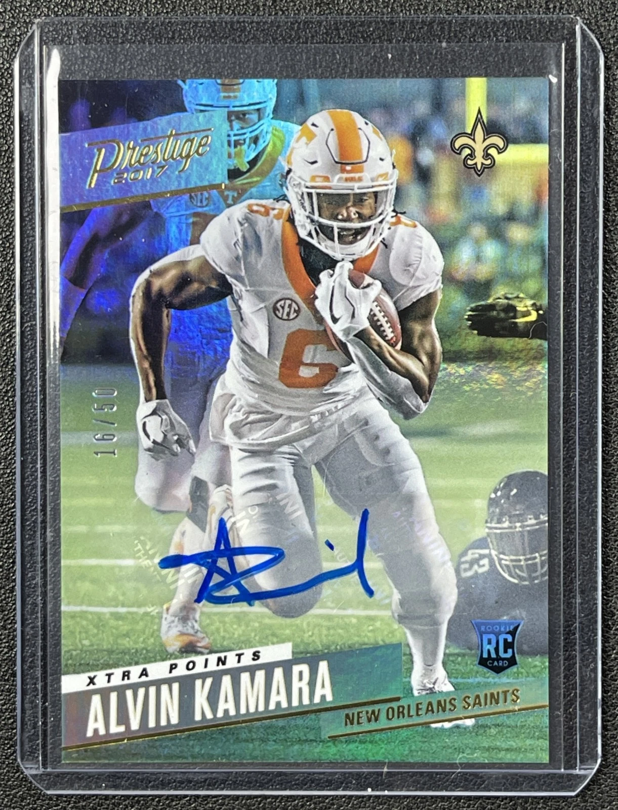 Alvin Kamara Panini Prestige #251 Signature-Gold Xtra Points