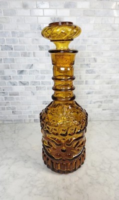 Vintage Jim Beam Amber Glass Bourbon Whiskey Bottle Decanter w/ Stopper