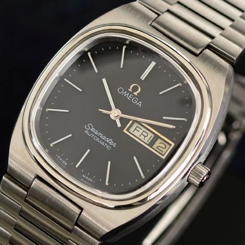 VINTAGE OMEGA SEAMASTER AUTOMATIC BLACK DIAL DAY DATE DRESS MEN'S WATCH
