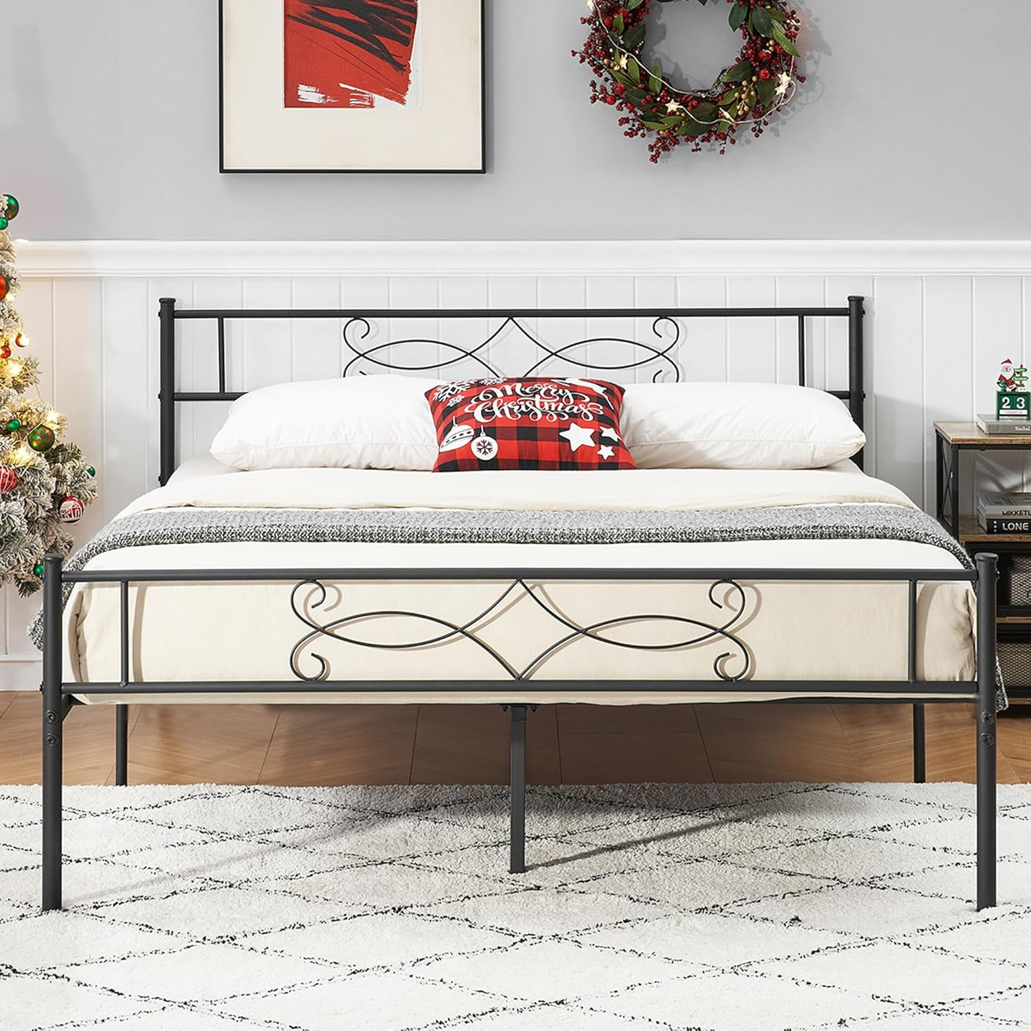 With Headboard - No Box Spring Needed, Easy Setup