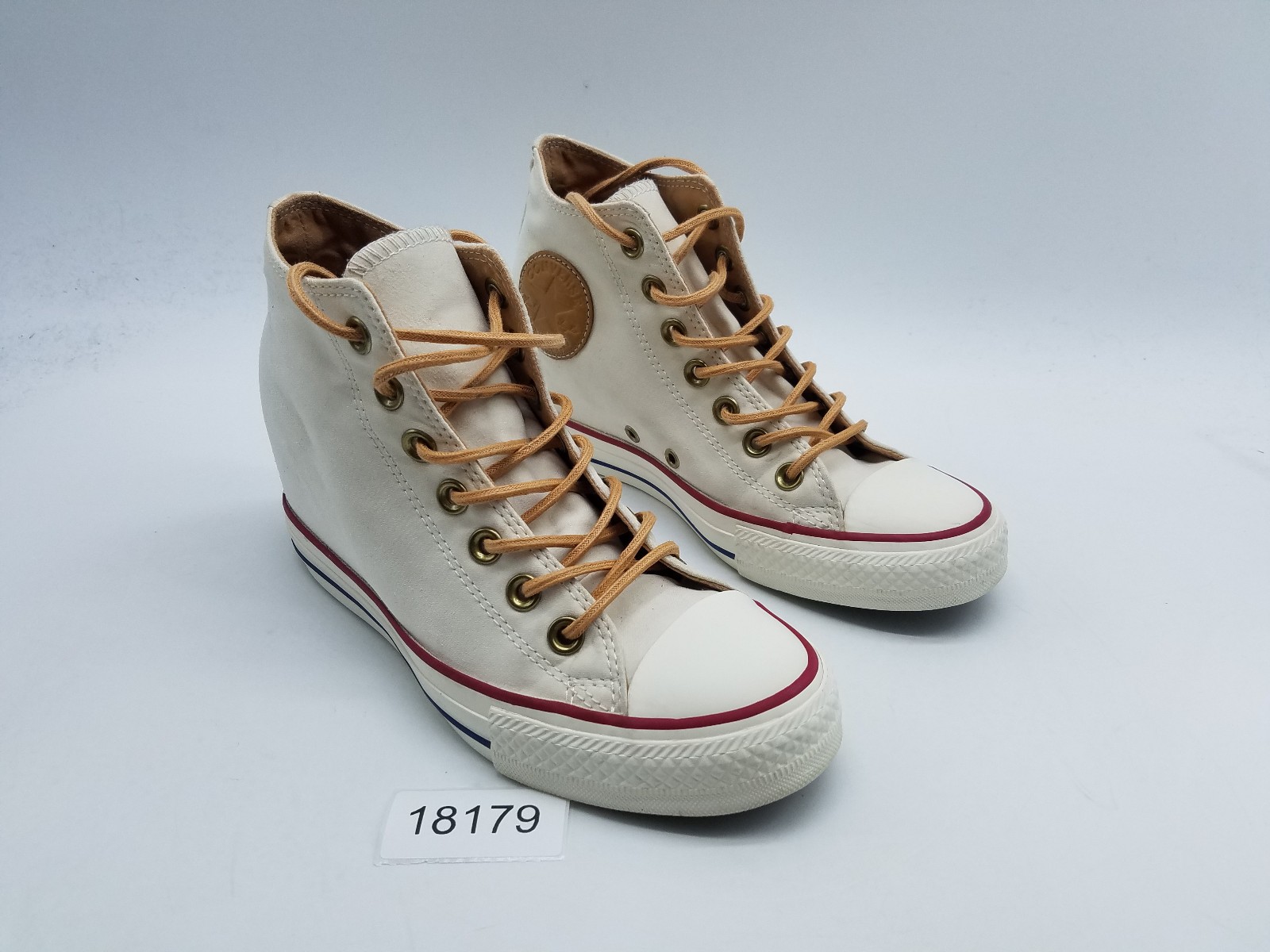 Converse CTAS Lux Mid Hidden Wedge Heel Womens Size 7 Beige Sneakers-image