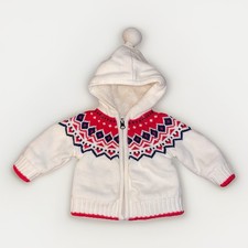 Hanna Andersson Full Zip Hooded Sweater Sherpa Lined Baby Size: 3-6 Excellent Co