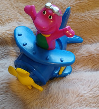 Vintage Barney The Dinosaur Push and Go Friction Aeroplane Toy Pre School 2007