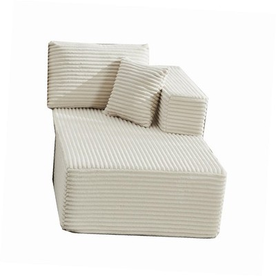 Right Facing Chaise Sectional Sofa in Beige   Soft Corduroy Fabric & Easy