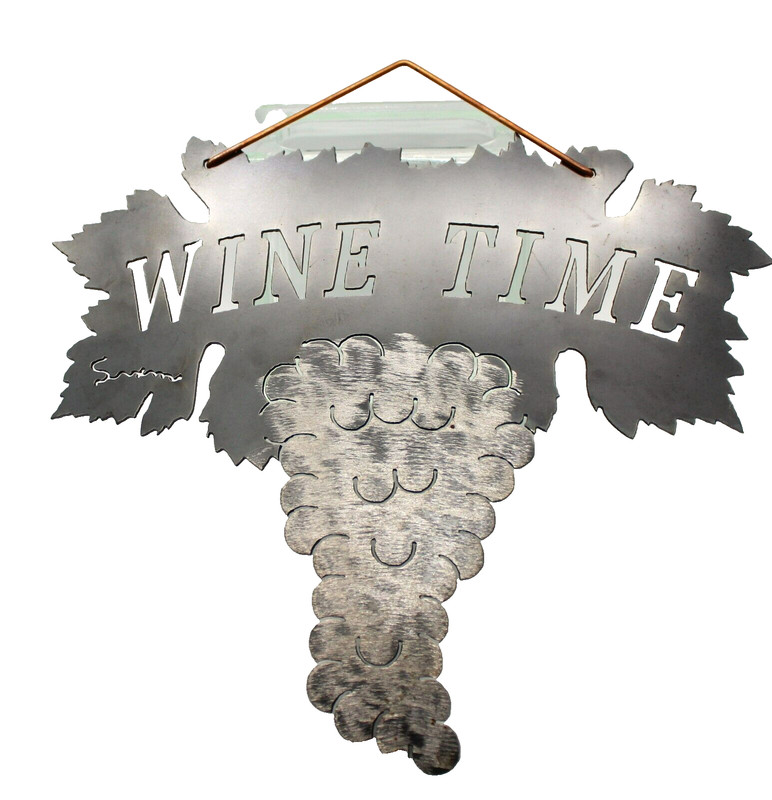 HAND MADE METAL SIGN  Grapes "WINE TIME" MAN CAVE BAR  13in X 13in