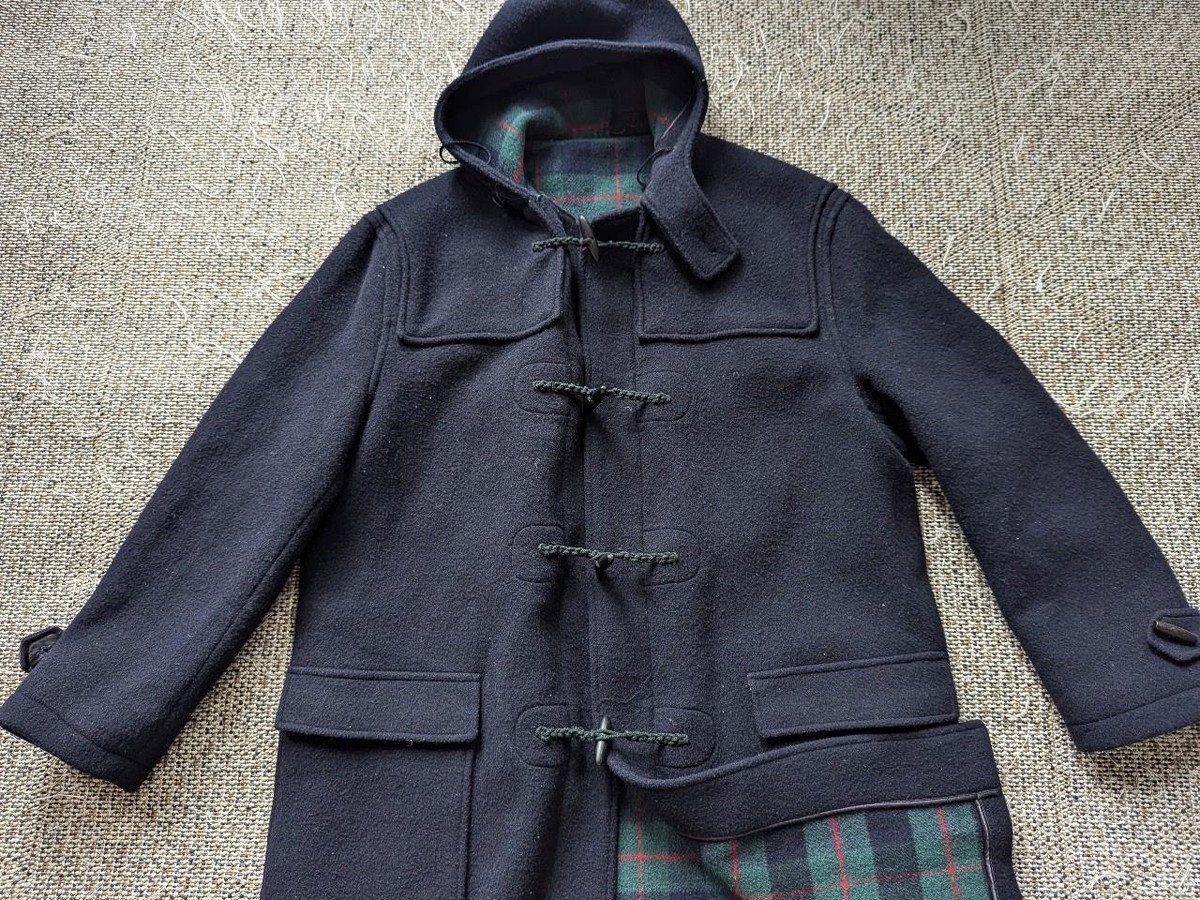 vintage NORDSTROM navy blue DUFFLE COAT wool blend XL double layer