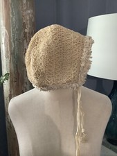 INCREDABLE ANTIQUE CHILDS CROCHET LACE CHILDS BONNET MUST SEE NR