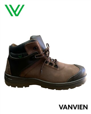 VANVIEN new safety toe work shoes light weigh brown color, 100% leather.