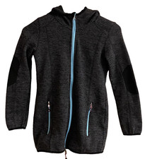 Killtec Women's Size 10 Full Zip Midweight Fleece Hoodie Charcoal Gray Blue