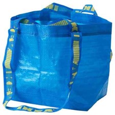 IKEA SMALL BLUE BAG Shopping Grocery Laundry Storage Tote Bags Strong BRATTBY.