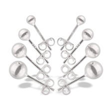 Silver stud earrings, set with cubic zirconia, for her for little girl, gift box