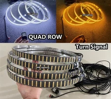 JHB 4x 15.5" Amber & White QUAD ROW Strobe Turn Signal LED Wheel Rim Lights Set
