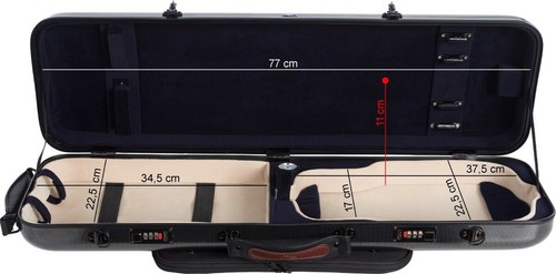 UK Fiberglass violin case Safe Oblong 4/4 M-case Black Point - Navy Blue - Picture 4 of 12