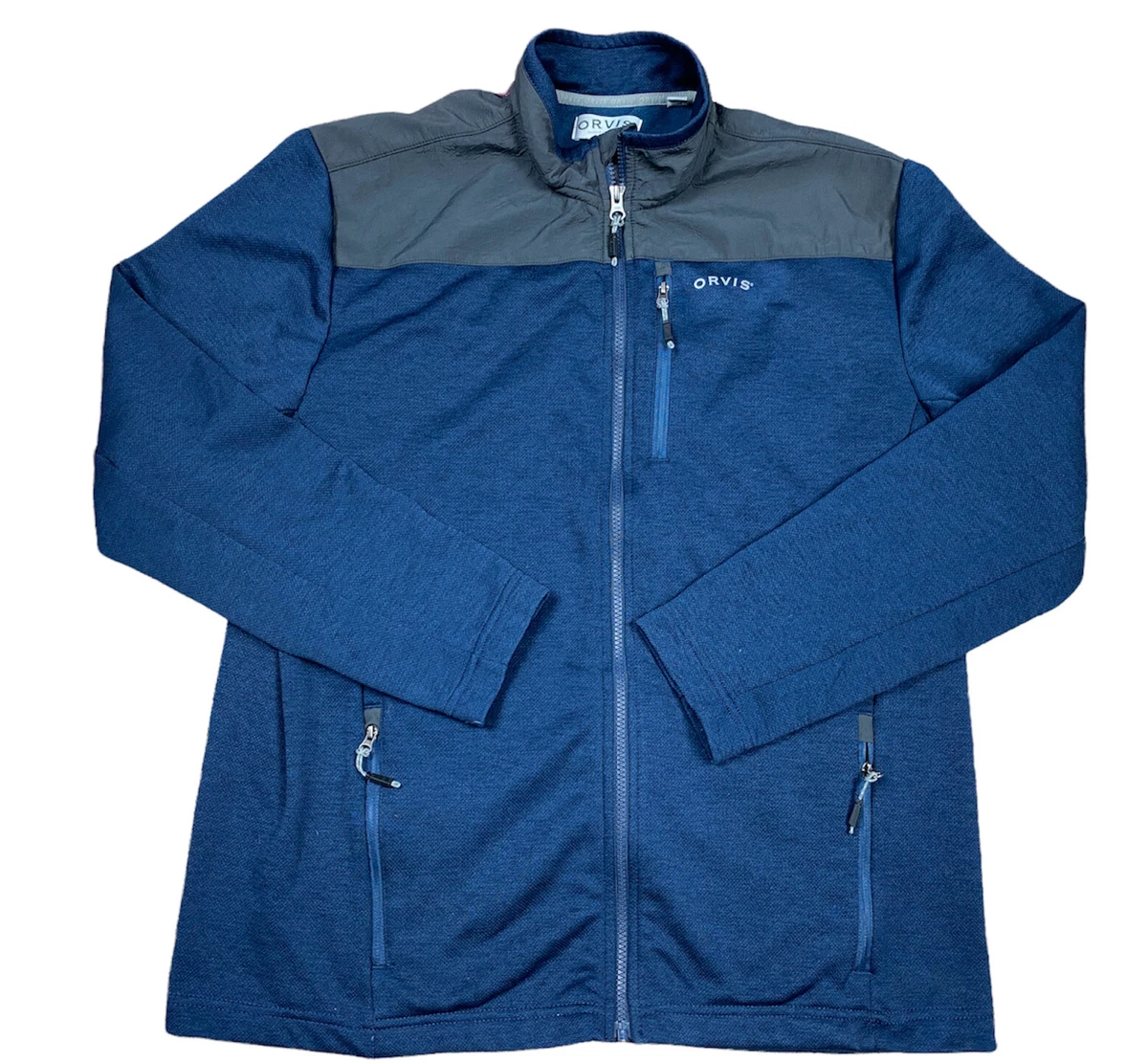 Orvis Blue Full Zip Hybrid Jacket Lightweight Mens Size Large