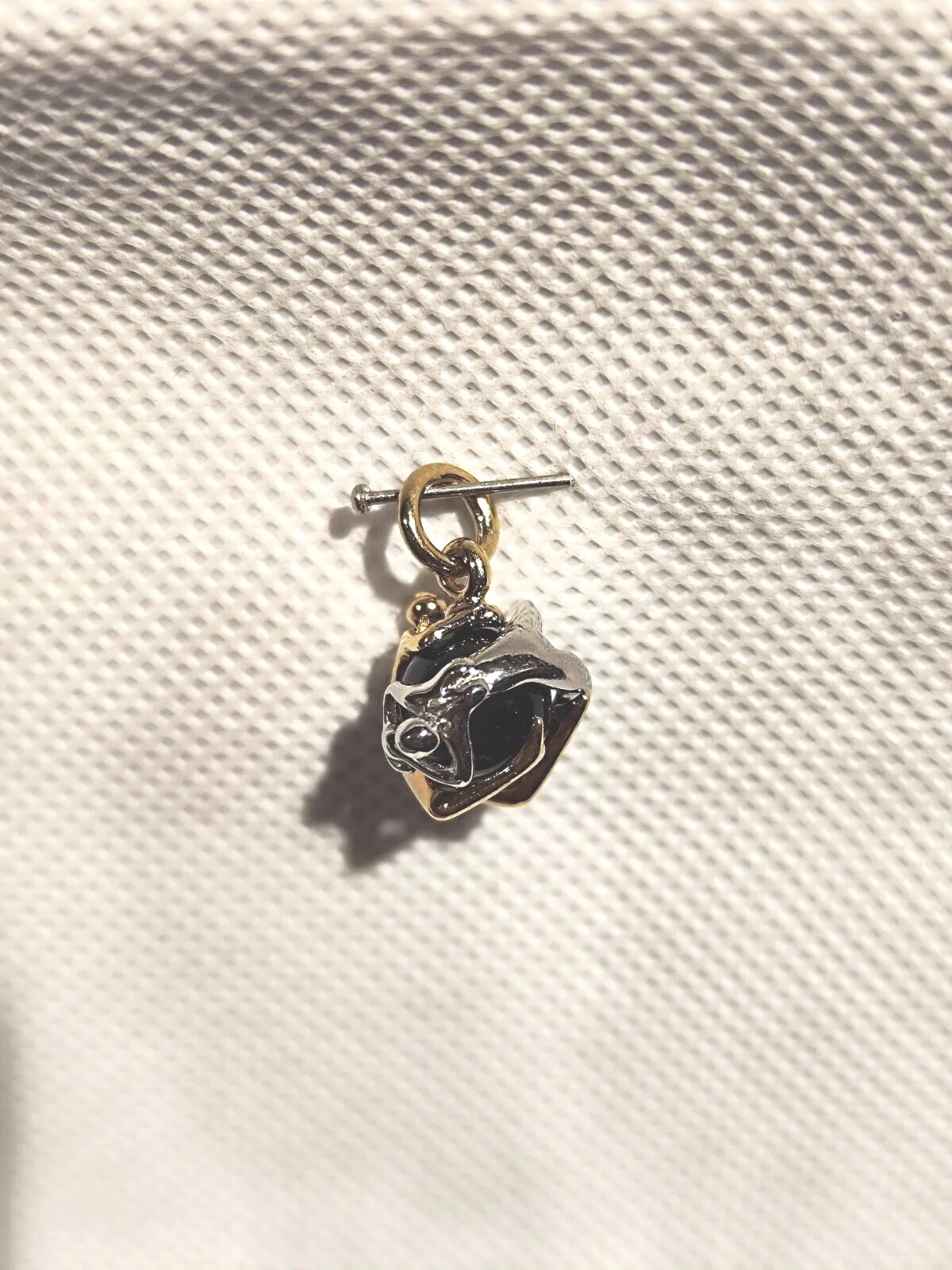 Pendentif Charles Jourdan argent et onyx véritable collier vintage - 3