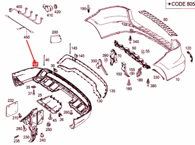 Mercedes-Benz AMG GLE W166 Rear Bumper Bottom Trim A1668851138  