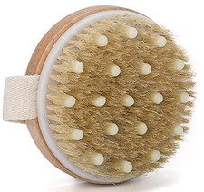 Wood Bath Brush Natural Bristle Body Scrubber Handheld Exfoliating Shower Brush