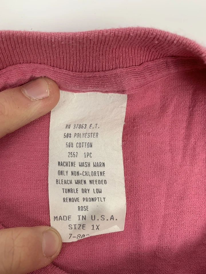 Camiseta Vintage Myrtle Beach Rosa Hecha en EE. UU. Talla 1X 50/50 Mezcla Años 70/80 Foto 4 de 4