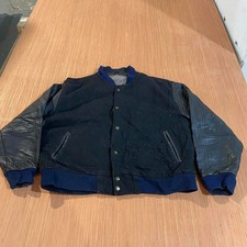 Vintage Napa Valley Leather Wool Varsity Bomber Jacket Women’s Black L 90s 969