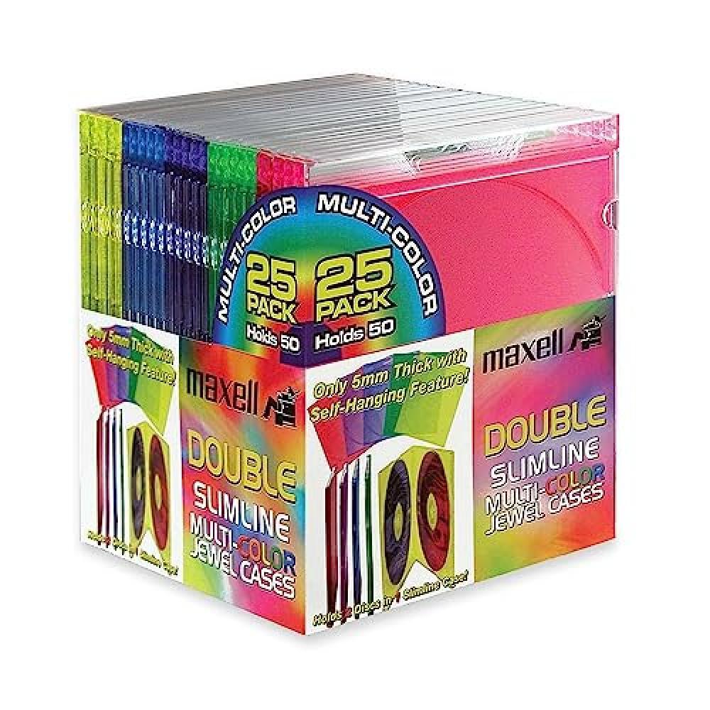 Maxell 190131 CD-392 Double Slim Line CD Jewel Cases 25 Pack - NUOVO