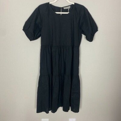 white christmas dresses Everlane Gauze Tiered Dress in Black, Size XL, Cotton main image 0