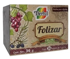 Te Folizar Therbal muicle zarzaparrilla sauco semilla de uva 36 tea bags 