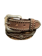 Native American Belt With Hand Tooled Leather Billets Belts Handtooled