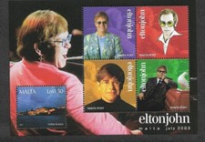 Elton John stamps min sheet mnh Music pop Rock Malta