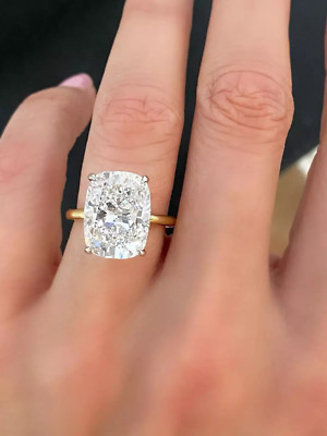 IGI Certified Long Cushion Cut 5.00CT Lab Grown Diamond Ring 14k Gold F VS1
