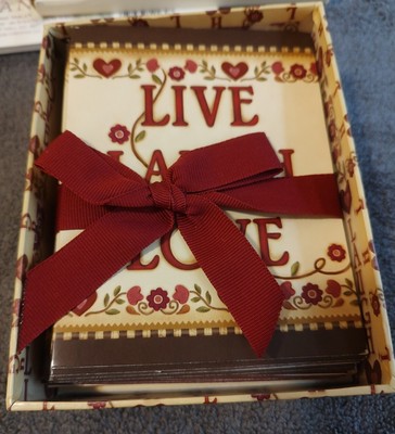 16 Blank Note Cards/Envelopes 2 Sets-Live Laugh Love & Faith Family Friends NIB