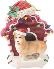 Kurt Adler Dog with Doghouse Christmas Ornament-Pembroke Welsh Corgi