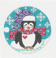 NEW Cute Penguin in Scarf  Cap handpainted Needlepoint Canvas from Danji