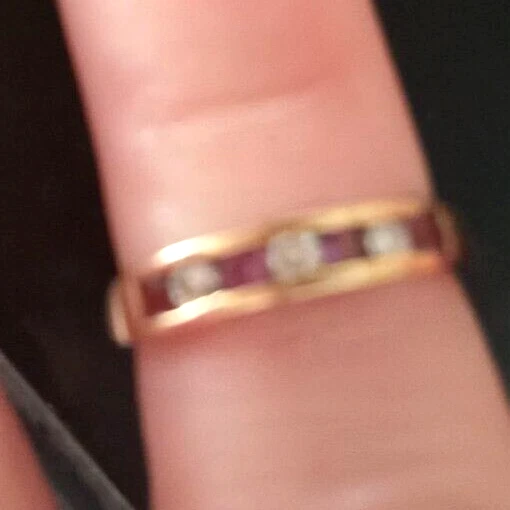 FEDE ANELLO DONNA ORO GIALLO 585/°° 14 carati con RUBINO e ZIRCONI BIANCHI - Immagine 4 di 4