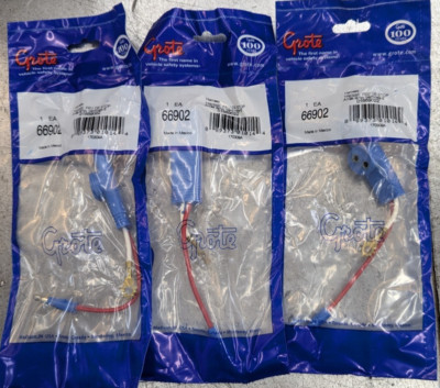 3 Pack 66902 Grote High-Mount Stop Sentry Lamp Pigtail T-321A-1