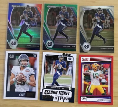 Jordan Love 6 Card Lot w/Parallels, RC & More! Green Bay Packers QB Very Nice!