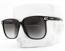 Coach Oversized Sunglasses Gloss Black Silver Logo Crystals HC8413BD 50023C case
