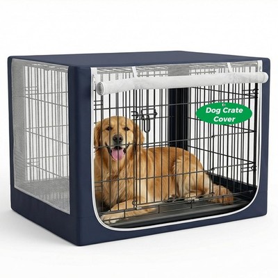 Dog Crate Cover, Breathable Mesh Mosquito Net, Elastic Bottom & Front Zipper,...