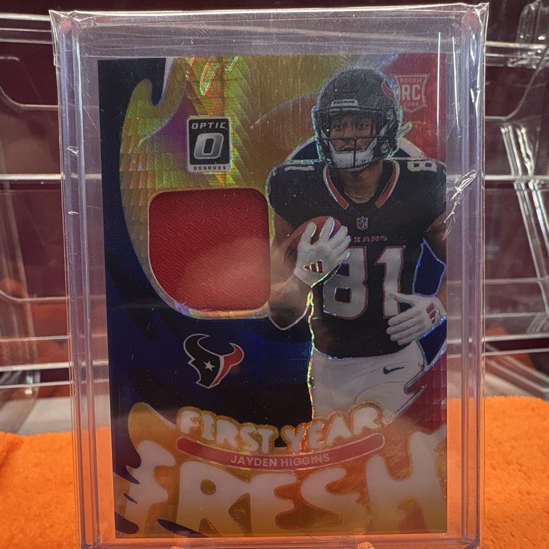 2025 Donruss Optic First Year Fresh Jayden Higgins Rookie PatchRC – Houston Tex