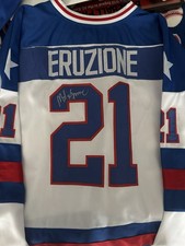 MIKE ERUZIONE 1980 USA HOCKEY MIRACLE ON ICE SIGNED JERSEY L@@K!