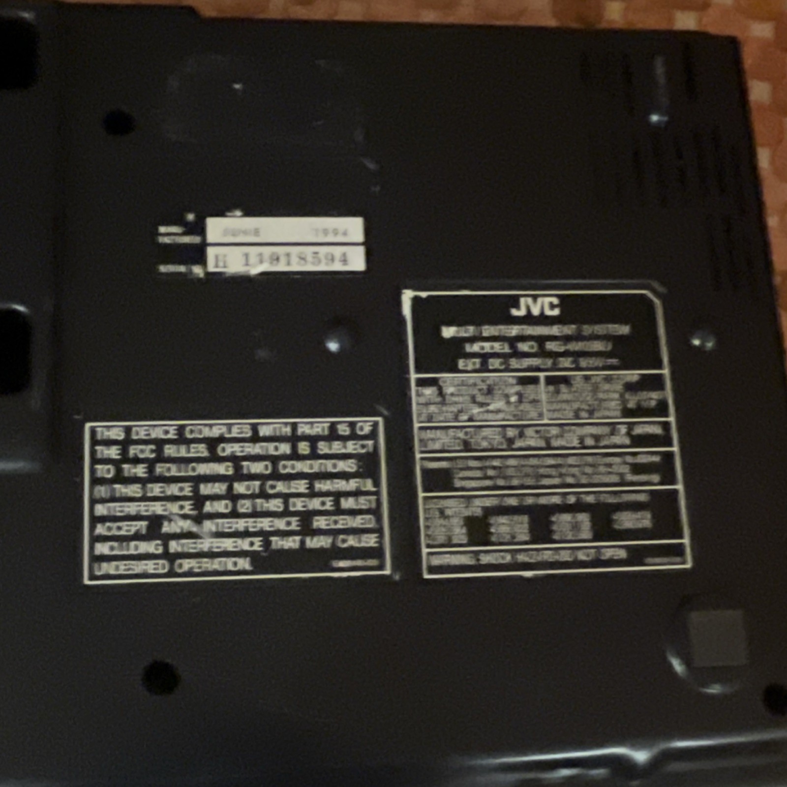 JVC X'Eye Sega Genesis Console Black with Controller and Cables, 1994 ...