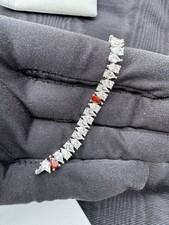 Hatton Labs Triangle Bracelet Red / Silver | Size 8" | Silver Zirconia Gemstones