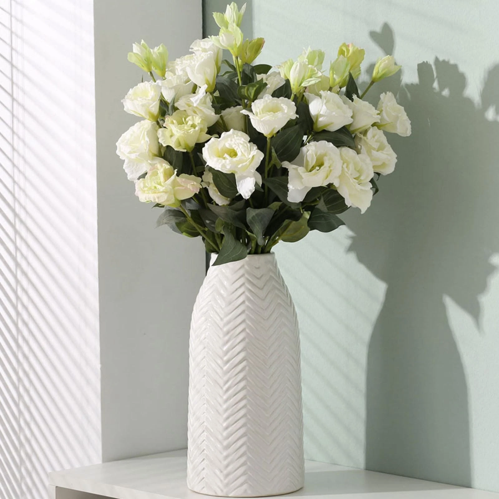 hjn White Vase for Flowers Ceramic Vase for Decor, Modern Decorative Tall Vas...