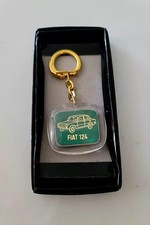 Classic Vintage Fiat 124 Sedan Berlina Key Chain Keychain Dealer Accessory Nos