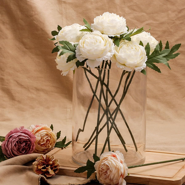 KüNstlich Pfingstrose Weiß 6 Pcs Kunstblumen Wie Echt KüNstlich Blumen Strauß Ro-image