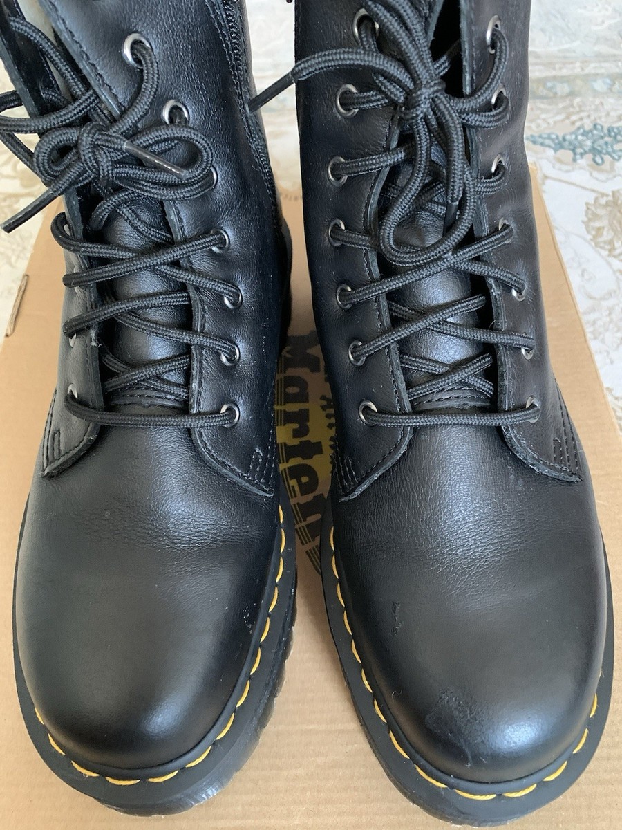 Dr. Martens Jadon Faux Fur Lined Leather Platform Boots Black Pisa