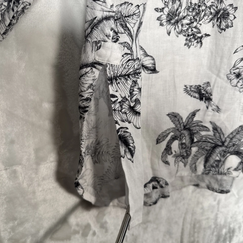 Camisa hawaiana Tommy Bahama 100 % lino para mujer S/P blanca floral animal tropical Foto 3 de 4